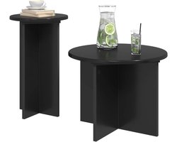 Bijzettafel set - Nachtkastjes Tafels - Woonkamer Decoratie - Set van twee - 45x35cm en 29x49cm - Zwart eiken