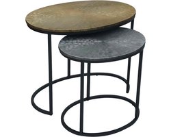 Bijzettafel Set van 2 - Industriële Set Bijzettafels - Salontafel - Salontafels - 55 x 35 x 45 cm