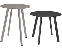 Bijzettafel Set van 2 Metaal - Rond - Binnen en Buiten - Antraciet & Taupe - Ø 50/40 cm