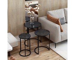 Bijzettafel set van 3 Frederiksværk marmer zwart