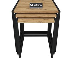 Bijzettafel - Set van 3 - Nachtkast - Bijzettafel - Industrieel Hout - Koffietafel - Salontafel - Koffietafeltje - bijzet tafel - tafel - industrieel tafel