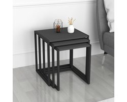 Bijzettafel set van 3 Sunnfjord zwart en antraciet