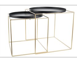 BIJZETTAFEL SET2 MAT ZWART 41X41XH42CM 46.5X46.5XH47CM METAAL