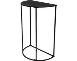 Bijzettafel - Sidetable - Tafeltje - Half rond - Metaal/MDF - 38x24x58cm - Zwart