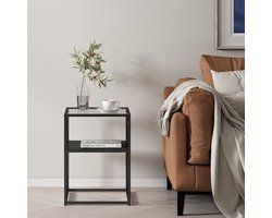 Bijzettafel Solund 40x40x55 staal en glas zwart mat