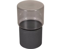 Bijzettafel Sovana - Glas - Metaal - Zwart - 30 x 50 x 30 cm (B x H x D)