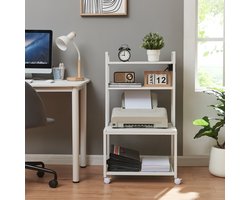 Bijzettafel Svanaldsvipp printertafel mobiel wit met houtnerf [en.casa]