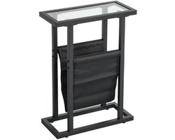 Bijzettafel - Tafel - Tijdschriftenhouder - Krantenbak - Industrieel ontwerp - Zwart