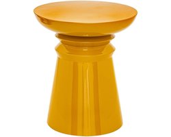 Bijzettafel - Tafeltje Metaal - Decoratie Plaatsen - Robuust Staal - Ø 38 cm - Mosterdgeel