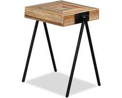 Bijzettafel Teak - Salontafel Hoektafel - Woonkamer Decoratie - Uniek Gerecycled Hout - 49x40x60 cm - Multicolor