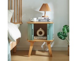 Bijzettafel Tysvær 58,5x45x45 cm naturel en blauw [en.casa]