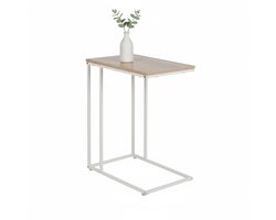 Bijzettafel u-vorm - 64 x 50 x 35 cm - onder bank - wit-bruin