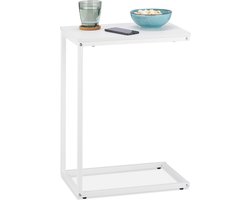 bijzettafel u-vorm - metaal - hout - 60 x 30 x 45 cm - bedtafel - laptoptafel - modern