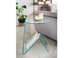 Bijzettafel Uniek gebogen model helder glas 45cm
