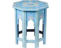 Bijzettafel van Hout 47 cm - Oosterse Decoratie - Handgemaakt - Blauw