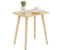 Bijzettafel van hout, kleine salontafel, woonkamertafel, nachtkastje, theetafel, banktafel voor woonkamer, slaapkamer, balkon, bloemenstandaard, 40 x 30 x 43 cm, naturel
