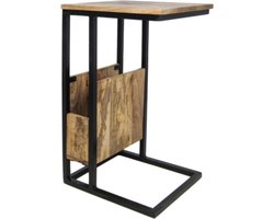 Bijzettafel van Mangohout - Bijzettafels - Bijzettafeltjes Woonkamer - Laptoptafel - Magazinehouder - Bijzet Tafel - 34 x 40 x 68 cm