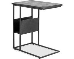 Bijzettafel van Mangohout Zwart - Magazijnhouder - Hout Metaal - 55 cm hoog