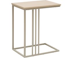 Bijzettafel van metaal met houten blad