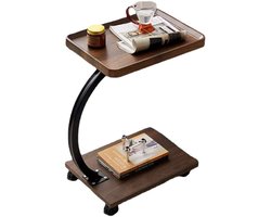 Bijzettafel-Verrijdbare Tafel-Walnootkleur-Compact en Ruimtebesparend-voor Balkon Bank Slaapkamer-40x30x60cm