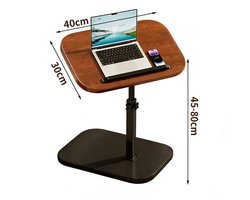 Bijzettafel - Verstelbare bijzettafel - C-vorm - 30x40 cm - Hoogte instelbaar van 45 cm tot 80 cm - Tafeltje - Laptoptafel - Banktafel - Bedtafel - Koffietafel - Bruin
