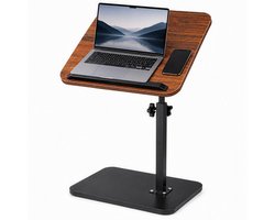 Bijzettafel - Verstelbare Laptoptafel - Lemlit Bedtafel en Banktafel 45-80 cm met Kantelbaar en Draaibaar Blad - 40x30 cm - Bruin Zwart
