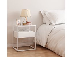 Bijzettafel Vissenbjerg met lade 51x40x40 cm wit mat