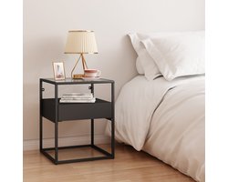 Bijzettafel Vissenbjerg met lade 51x40x40 cm zwart mat