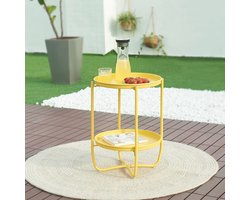 Bijzettafel voor Buiten - Tuin- en Balkontafel met Afneembaar Dienblad - 57,5xØ40 cm - Geel