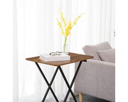 Bijzettafel, Vouwlade tafel, Sofa Tbale, Eindtafel voor kleine ruimte, Industriële Snack Tafels voor het eten op de bank, woonkamer, Eenvoudige opslag, Stabiel metalen frame, Rustieke Brown EBF16BZ01