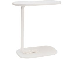 Bijzettafel – Wit Banktafel – Metaal met Hout – Koffietafel – C Shape – Compact– 45x28x60cm
