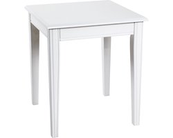 Bijzettafel – Wit MDF en massief hout – Vierkant model – 45 cm breed, 45 cm diep, 51 cm hoog – Klassiek design