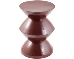 Bijzettafel Wokkel Rond - Roodbruin Metaal - Zigzag Design