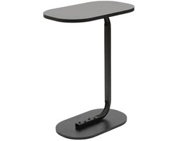 Bijzettafel - Zwart - Banktafel - Metaal met Hout - Koffietafel - C Shape - 45x28x60 cm
