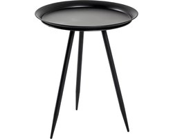 Bijzettafel – Zwart massief metaal – Rond design – 44 cm breed, 44 cm diep, 52 cm hoog – Stevig en tijdloos