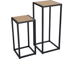 Bijzettafel - Zwart - Metaal - Eik - SET - 35x35x80 & 30x30x60 - MY Own Table 006A