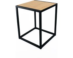 Bijzettafel - Zwart - Metaal - Eik - Vierkant 39x39x49 - MY Own Table 002A