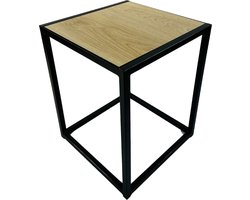 Bijzettafel - Zwart - Metaal - Eik - Vierkant 39x39x49 - MY Own Table 002B