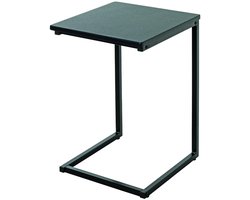 Bijzettafel – Zwart metaal en MDF – 33 cm breed, 35 cm diep, 60 cm hoog – Compact en stijlvol
