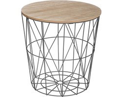 Bijzettafel - Zwart metalen draadmand - D. 39,5 cm - H. 41 cm