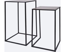 Bijzettafels - 2 stuks - Grote variant: 35 x 35 x 65 cm - Kleine variant: 30 x 30 x 55 cm - Eenvoudig in elkaar te zetten
