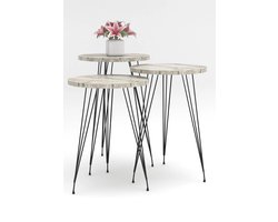 Bijzettafels - Salontafel Set | Set van 3 | Luxe design | Bijzettafel | Sofa tafel | Woonkamer tafel | Salon tafelSalontafel - Ronde nesten set van 3, moderne houtnerflook basis voor salontafels of nachtkastjes in de woonkamer - salontafel