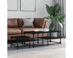 Bijzettafels Set - Stapelbare Tafels - Woonkamer Meubels - Modern Industrieel Design - Grote 100x50x40cm - Zwart