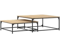 Bijzettafels set - Tafeltjes met opbergruimte - Woonkamer inrichting - Ruimtebesparend stapelbaar - 80 x 80 x 35 cm