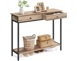 Bijzettafels - Smalle Console Tafel - Haltafel - Bijzettafel met Lade - Hout - 100 cm x 30 cm x 80 cm - Donker Khaki