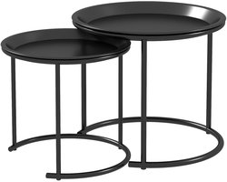 Bijzettafelset - 2 stuks - Rond - Zwart