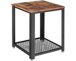 Bijzettafeltje Bill 45x45 1 legplank - rustiek bruin/zwart