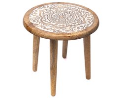 Bijzettafeltje mandala bedrukt mangohout