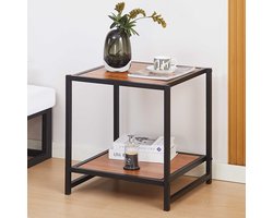 Bijzettafeltje Marek - 48x44x50cm - zwart metaal/walnoot