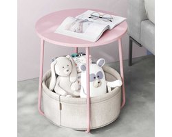 Bijzettafeltje Met Mandje Zoë Ø45cm - Roze/wit